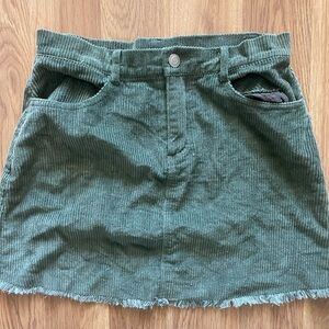 Green corduroy skirt